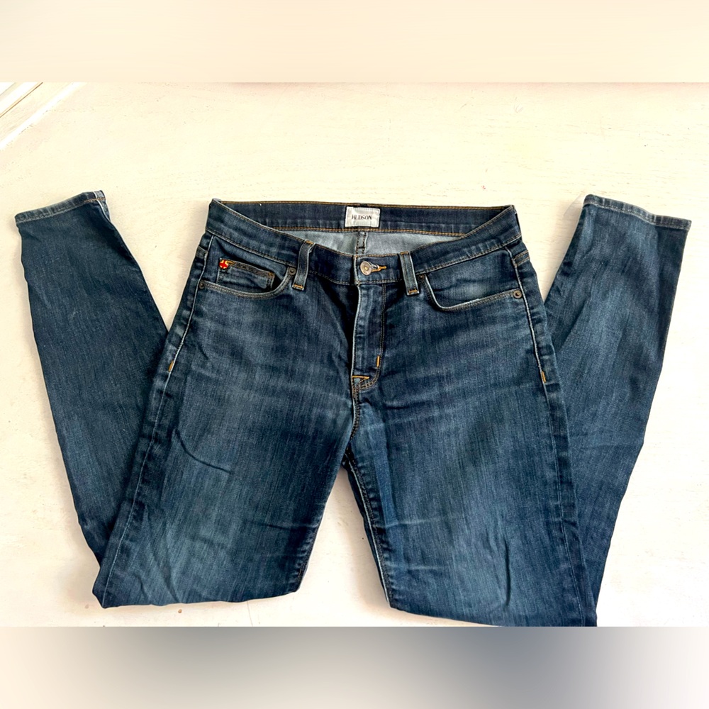 Hudson Nico Midrise super skinny dark wash jeans